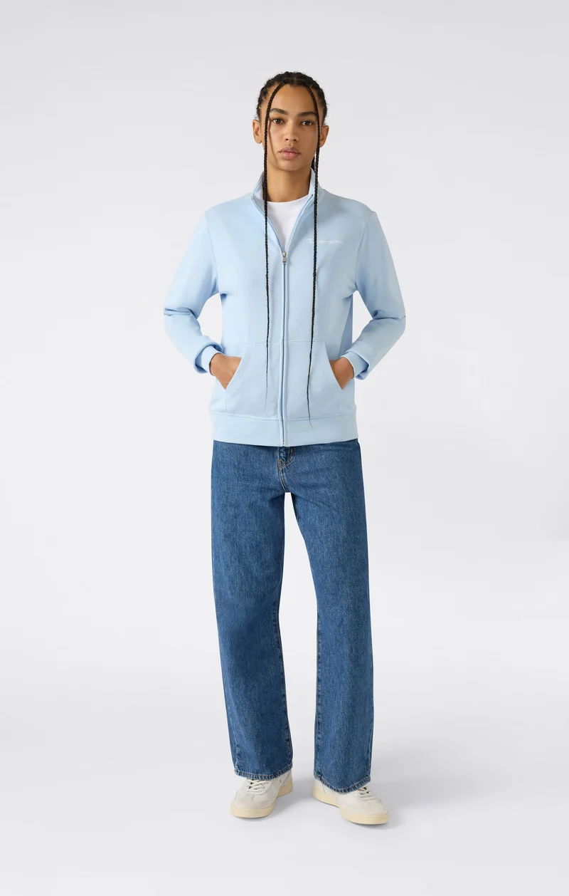 Women’s Lightweight Full Zip Sweatshirt with Contrast Logo Icons