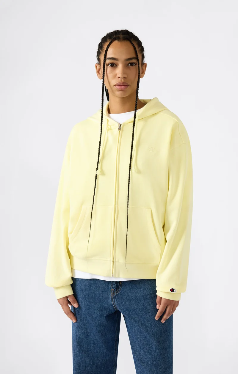 Women’s Lightweight Full Zip Hooded Sweatshirt with Tonal Embroidered “C” Logo Icons