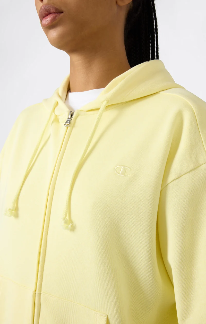 Women’s Lightweight Full Zip Hooded Sweatshirt with Tonal Embroidered “C” Logo Icons