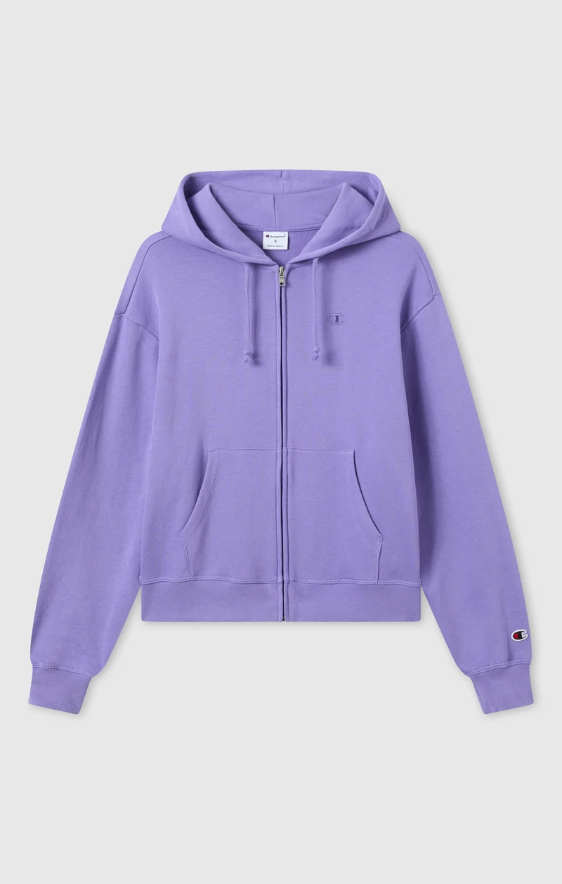 Women’s Lightweight Full Zip Hooded Sweatshirt with Tonal Embroidered “C” Logo Icons