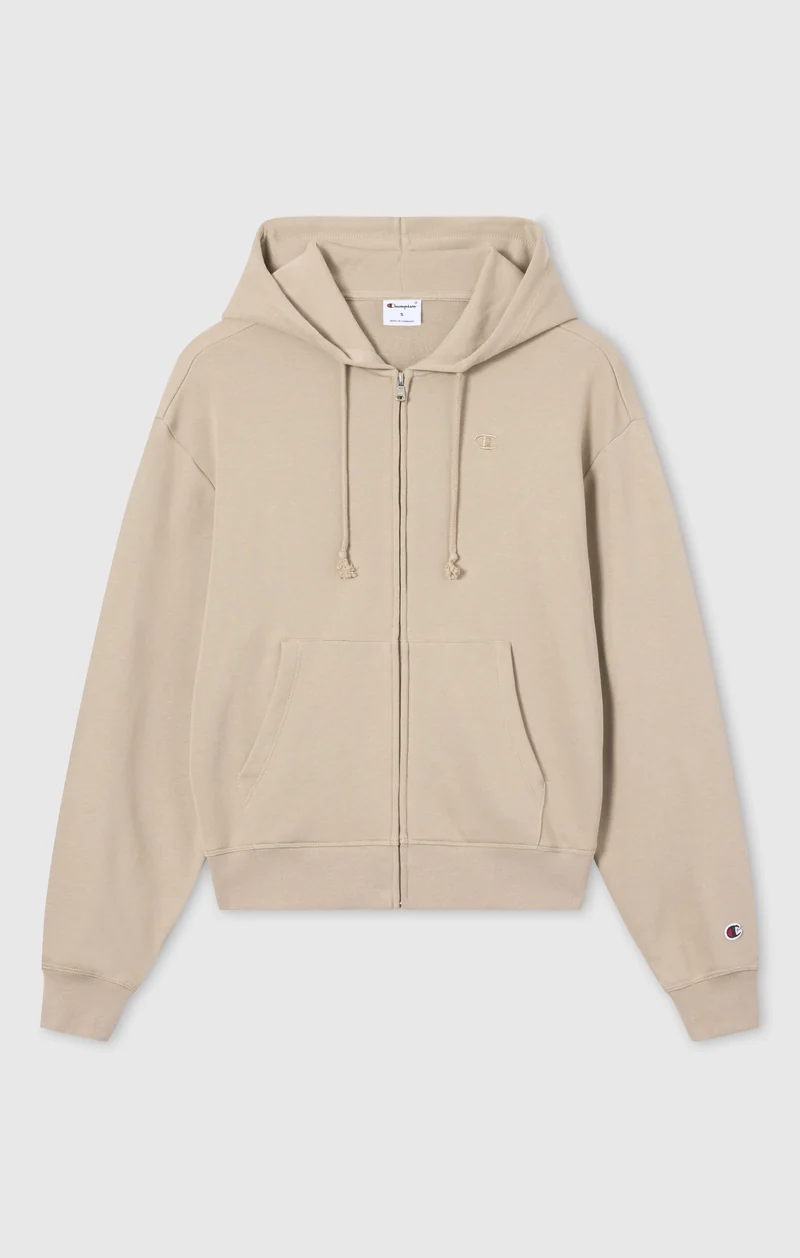 Women’s Lightweight Full Zip Hooded Sweatshirt with Tonal Embroidered “C” Logo Icons