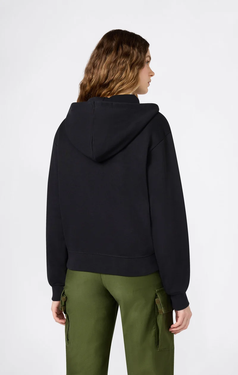Women’s Lightweight Full Zip Hooded Sweatshirt with Tonal Embroidered “C” Logo Icons