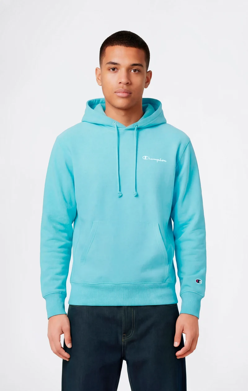 Men’s Lightweight Hoodie with Small Embroidered Logo Icons