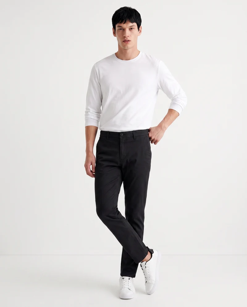 Pantaloni Chino Slim Fit in Cotone Twill - Nero