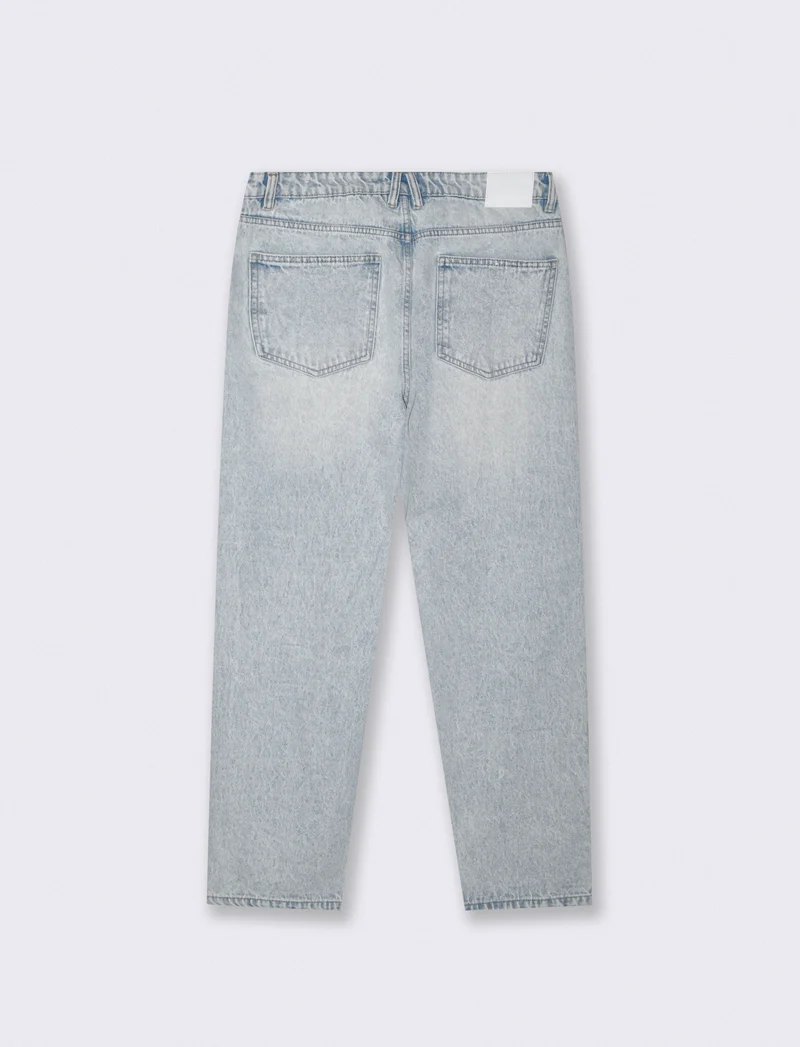 Jeans Baggy Fit Blu Chiaro Effetto Slavato - Denim