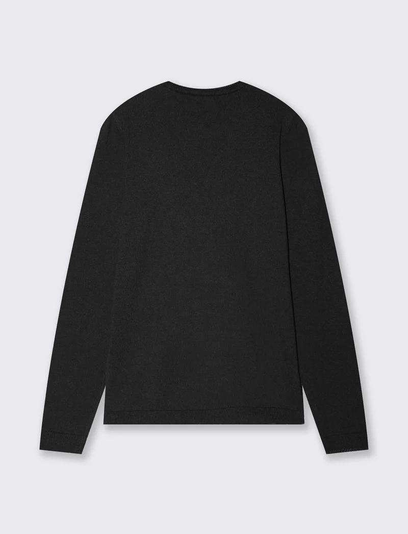 Pullover girocollo con bordino lurex - Nero