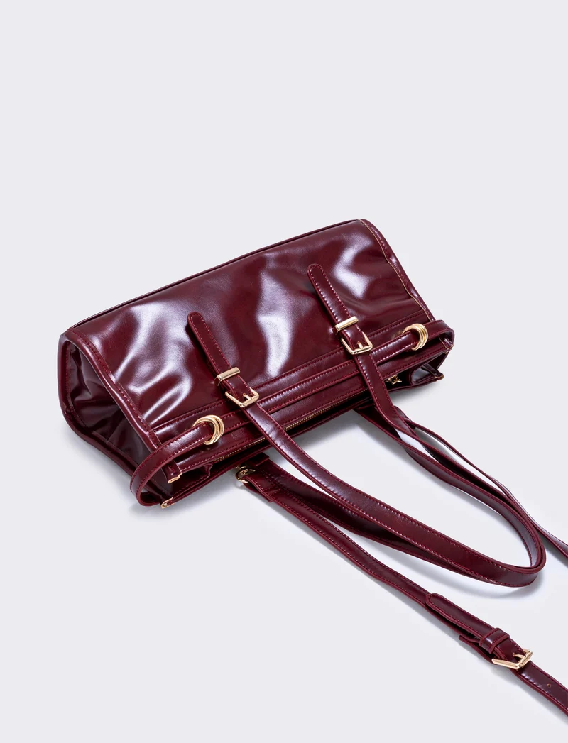 Borsa rettangolare con cinturino spalla - Bordeaux
