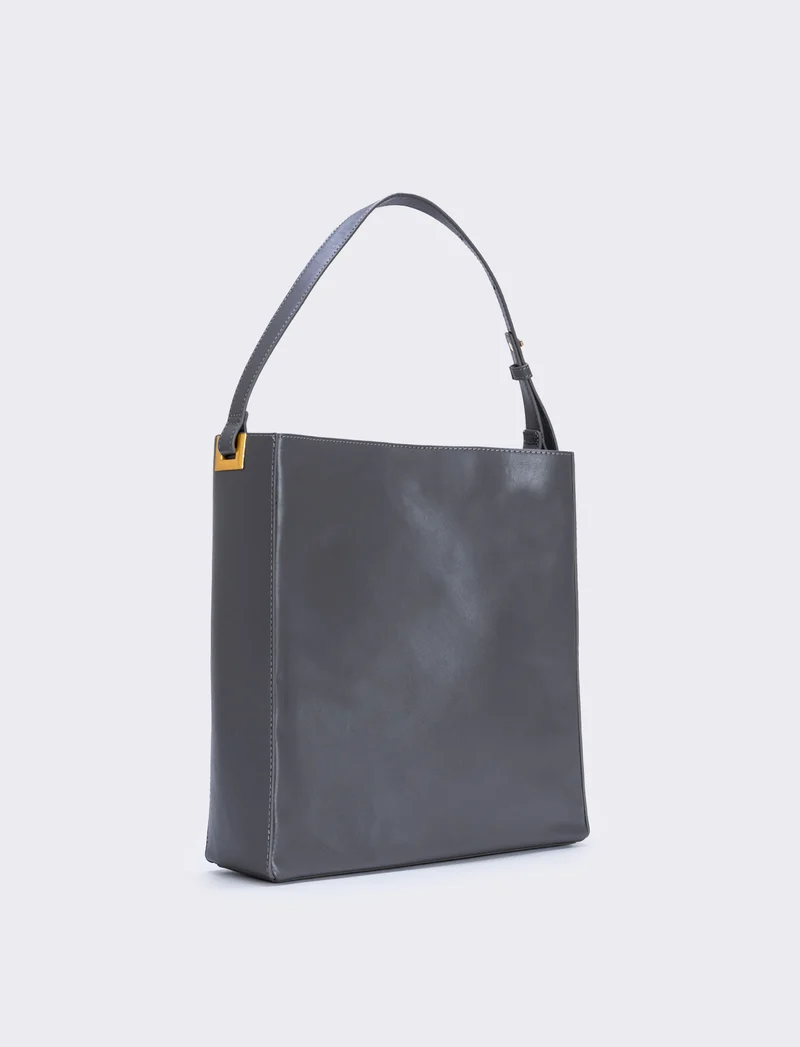 Borsa squadrata sintetica a spalla - Grigio