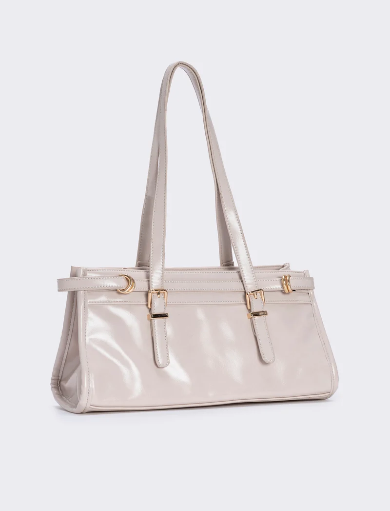 Borsa rettangolare con cinturino spalla - Beige