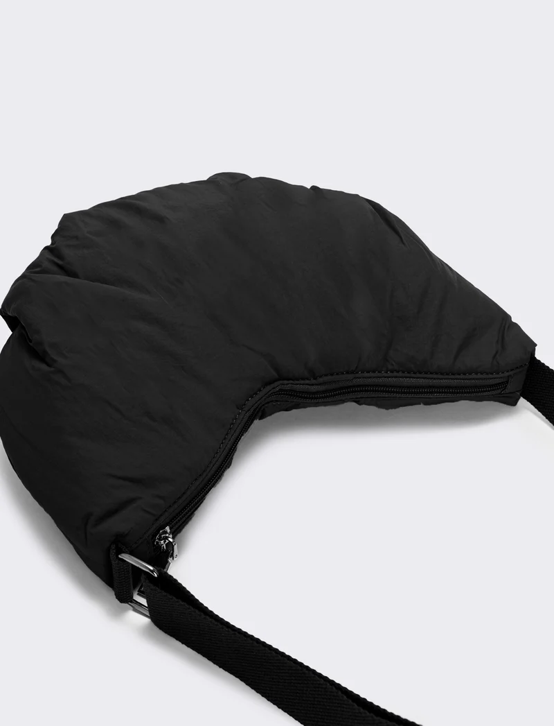 Tracolla nylon mezzaluna elegante - Nero