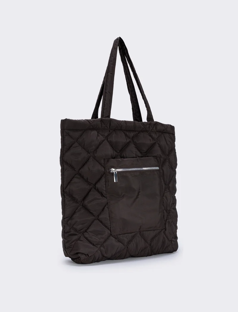 Shopper nylon double face con tasca - Moro