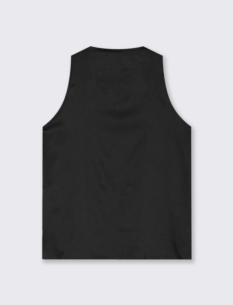 Top Scollo a V in Tessuto Leggero - Nero
