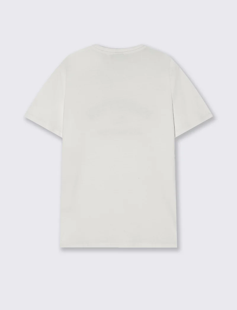T-shirt cotone con stampa effetto velluto - Bianco
