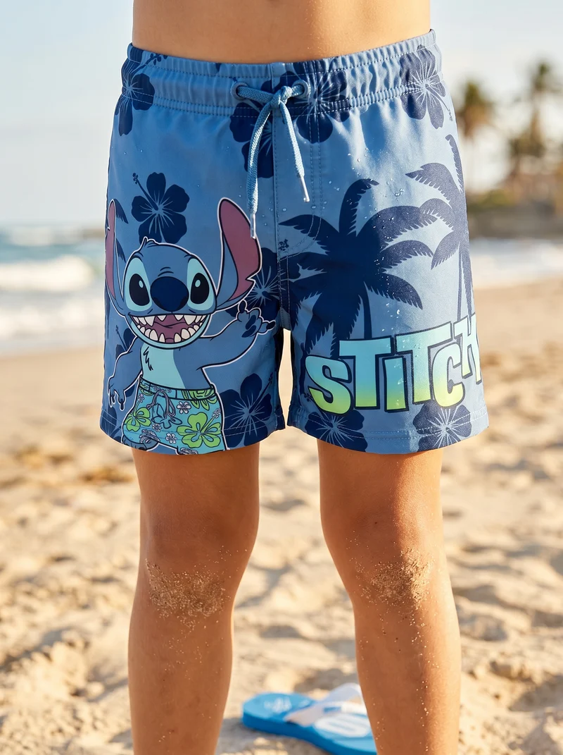 Costume boxer Stitch in tessuto elastico - Blu