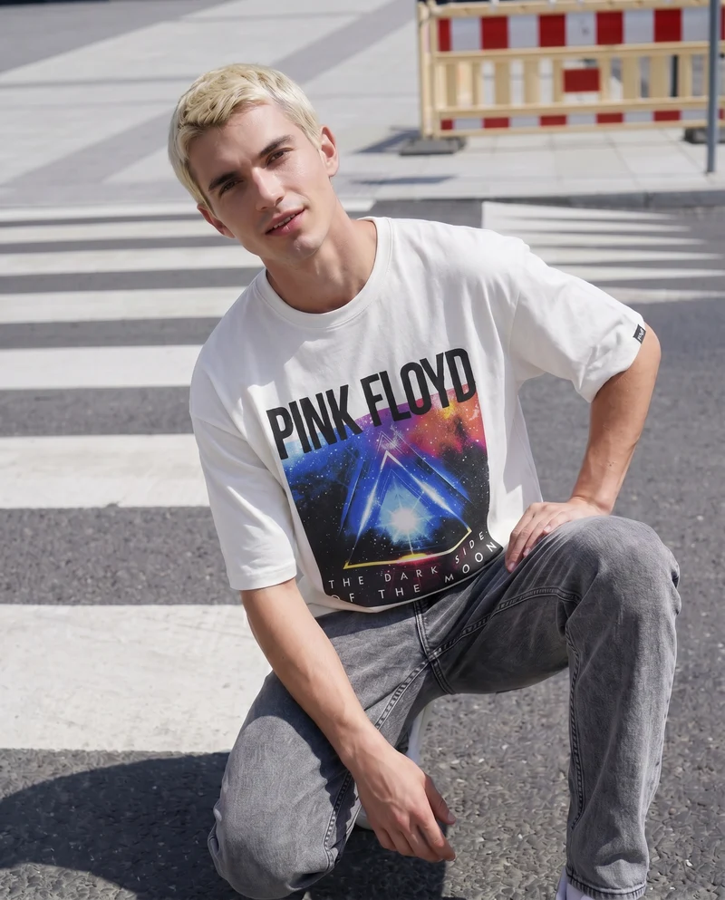 T-shirt Pink Floyd girocollo boxy fit - Bianco