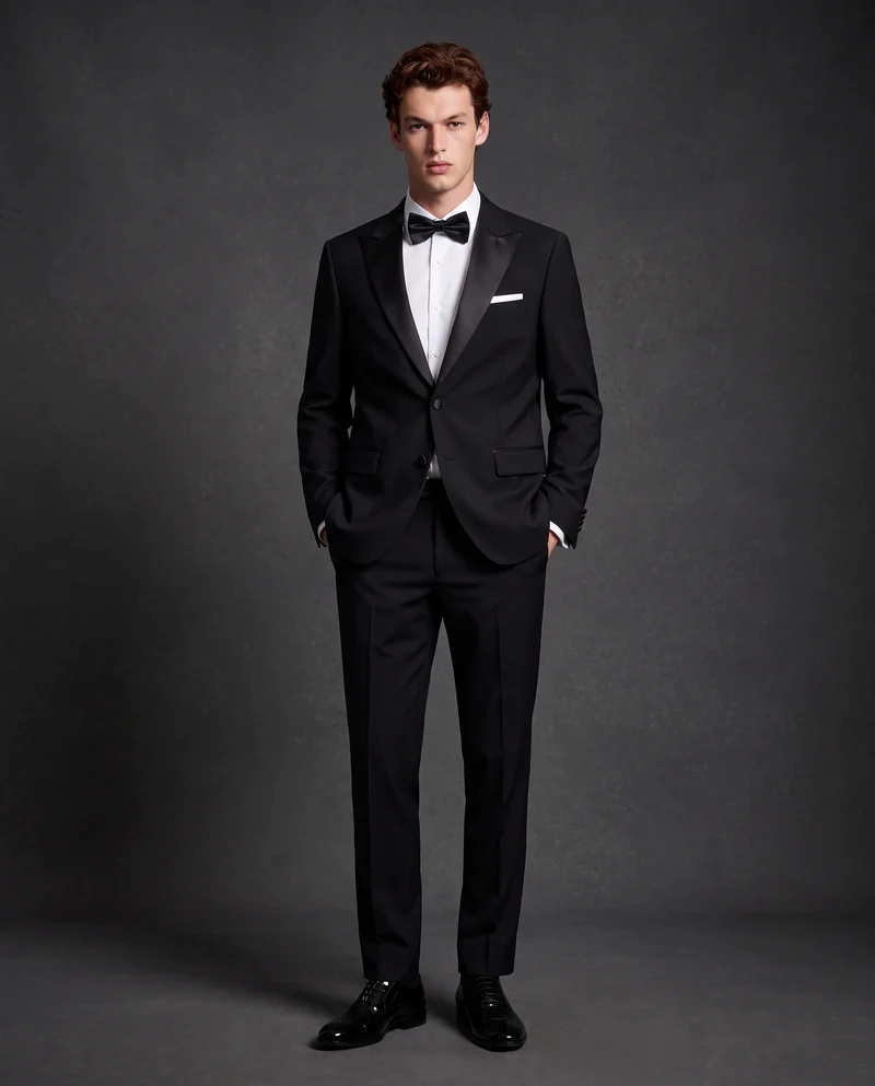 Blazer da Smoking con Colletto in Raso - Nero