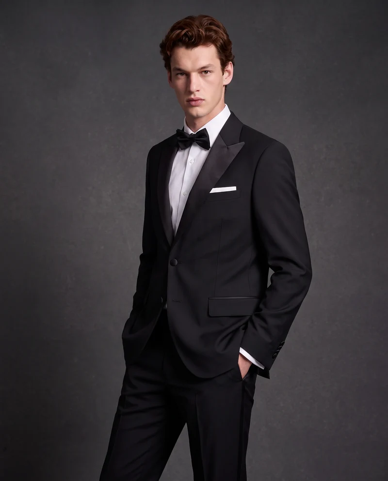 Blazer da Smoking con Colletto in Raso - Nero