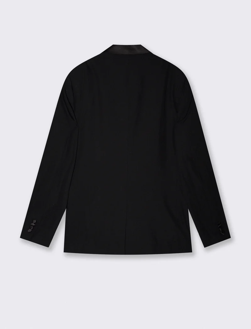 Blazer da Smoking con Colletto in Raso - Nero