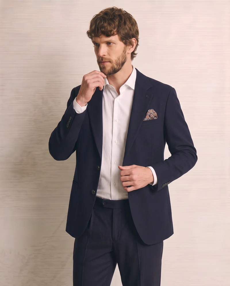 Blazer Formal Fit con Colletto a Revers - Blu