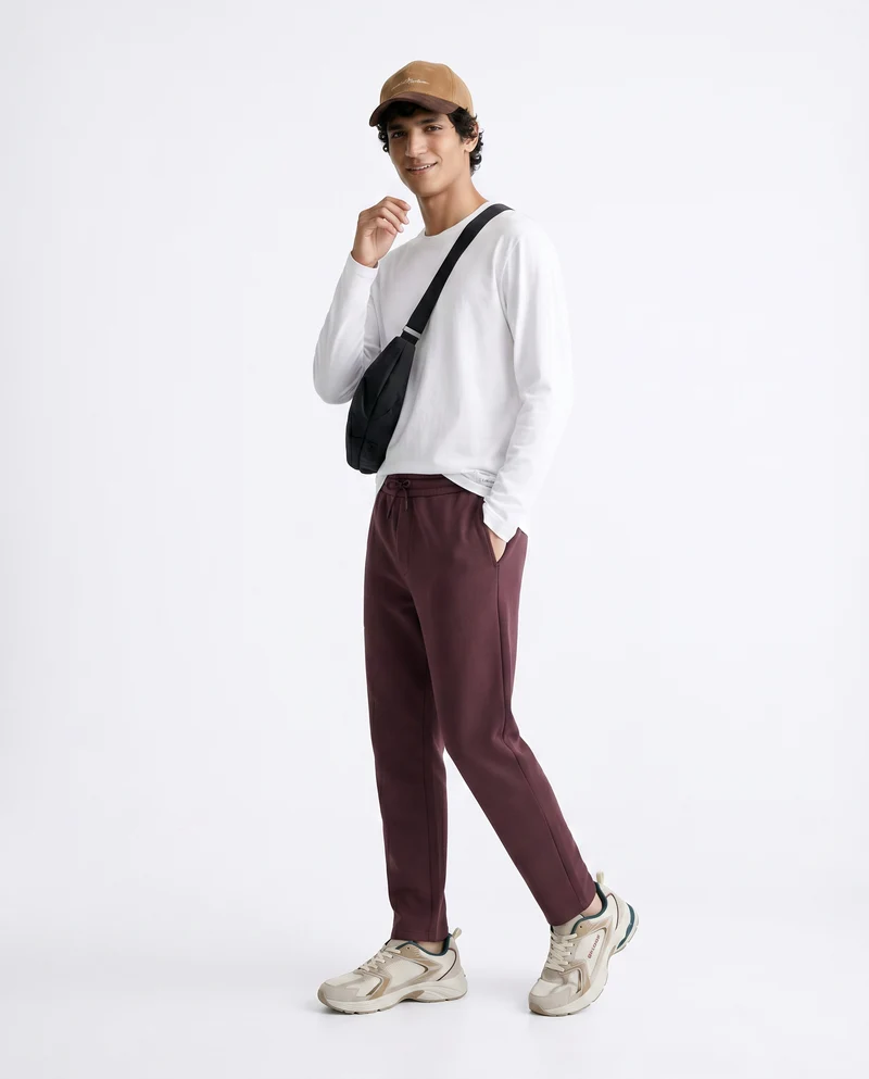 Pantaloni in felpa con vita jogger - Bordeaux