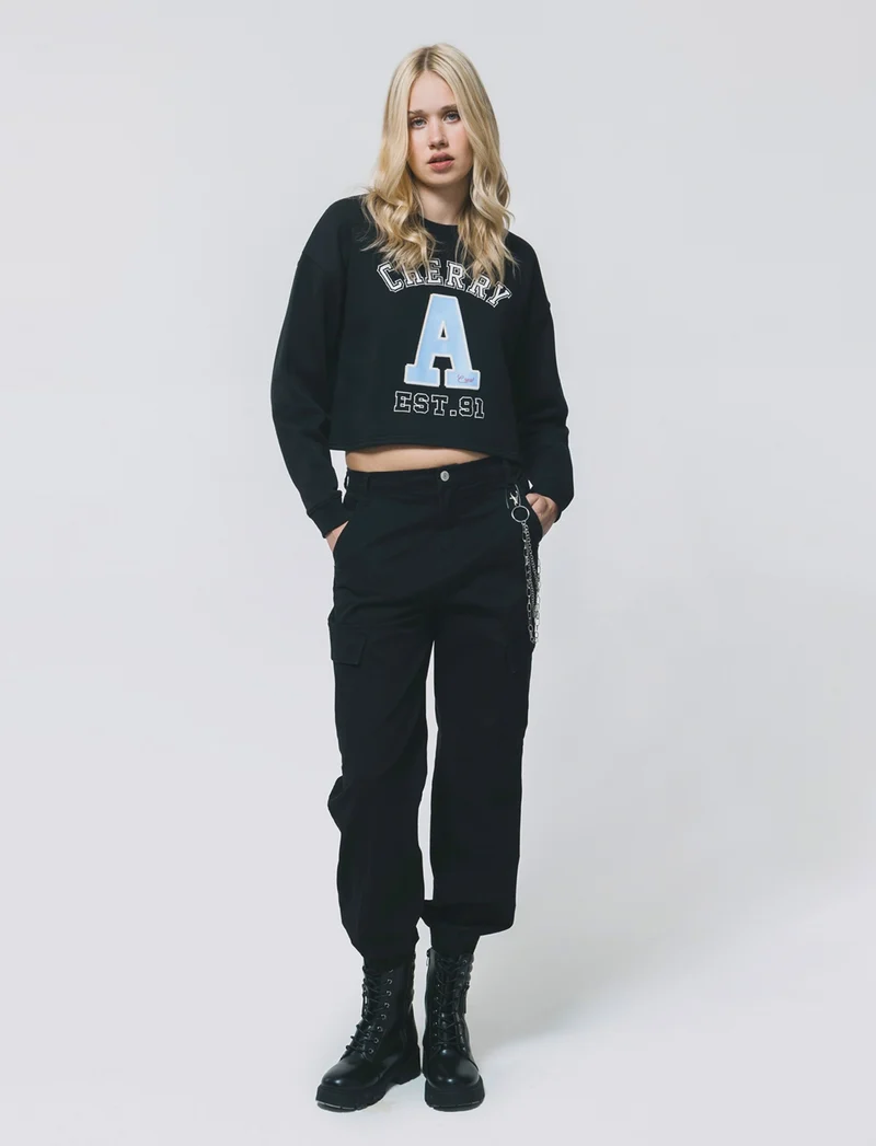 Pantalone con Catena e Elastico - Nero