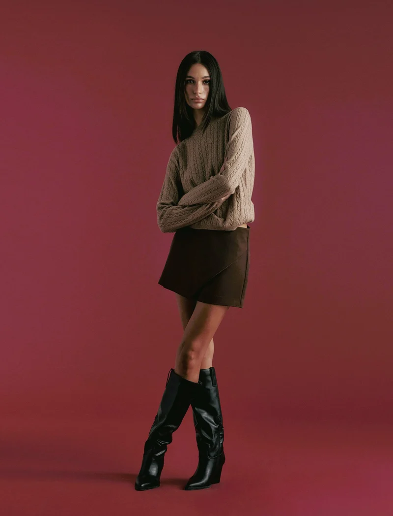 PULLOVER A TRECCE - Cammello