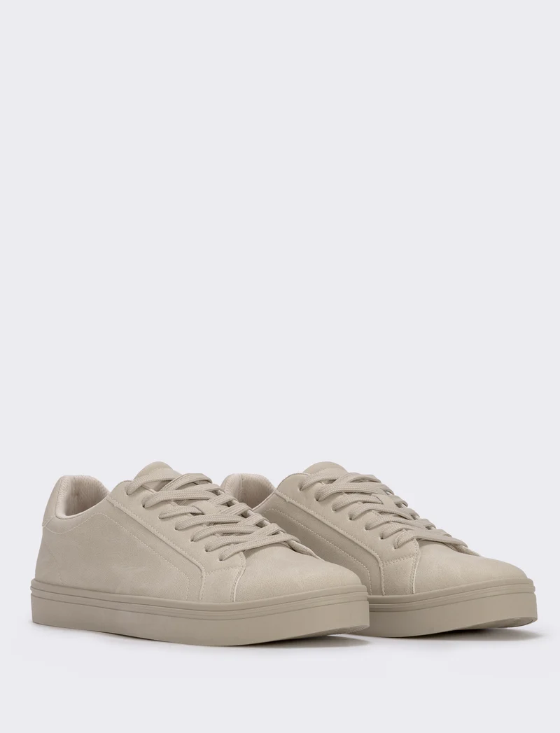 Sneakers minimal da uomo in poliuretano - Beige