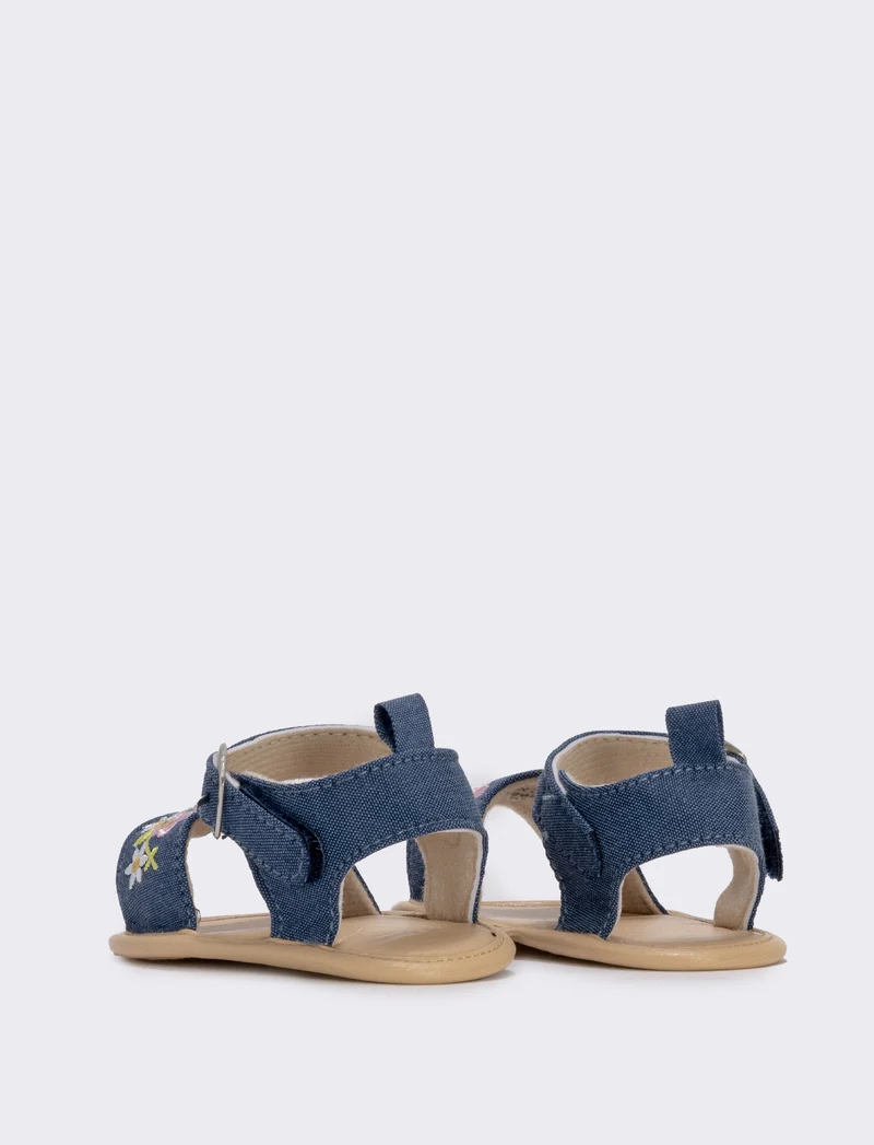 Sandalo in denim per neonata con fiori - Blu
