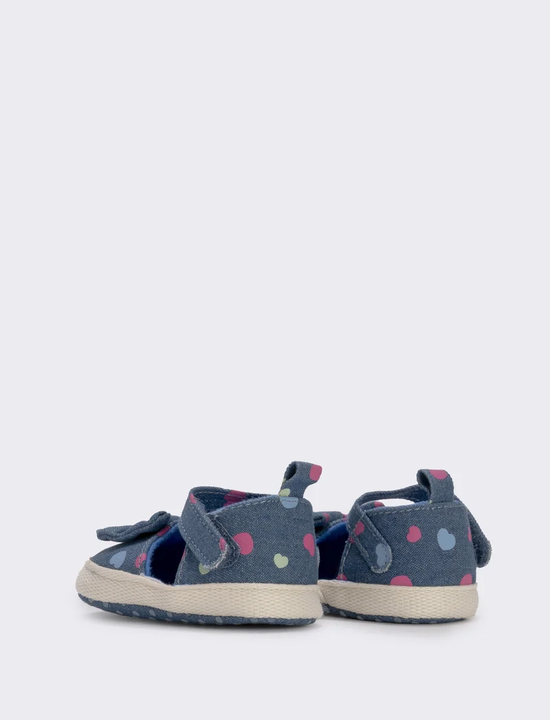 Scarpa in denim con fiocco e pois antiscivolo - Denim