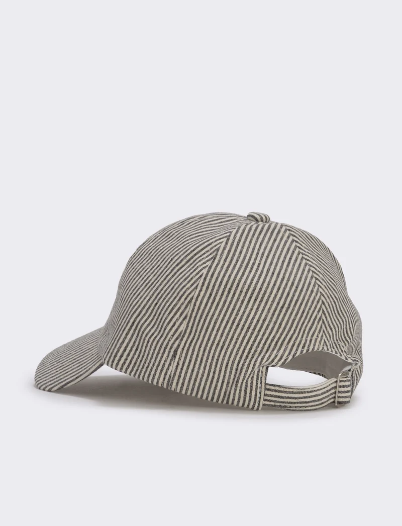 Baseball rigato con scritta tennis club - Nero