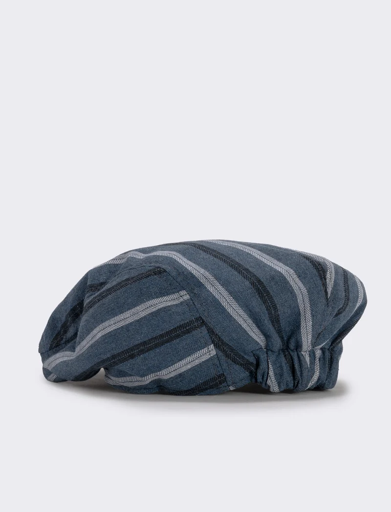 Cappello coppola in tessuto rigato - Blu