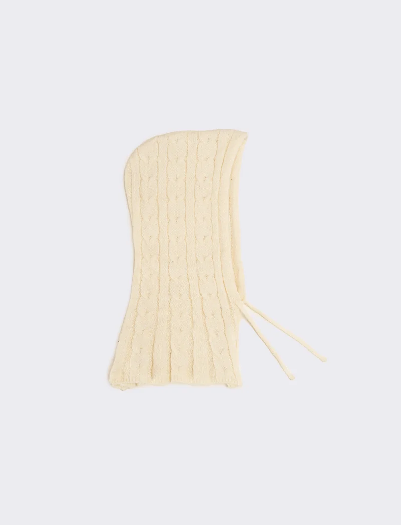 Cappello con collo modello balaclava - Bianco sporco