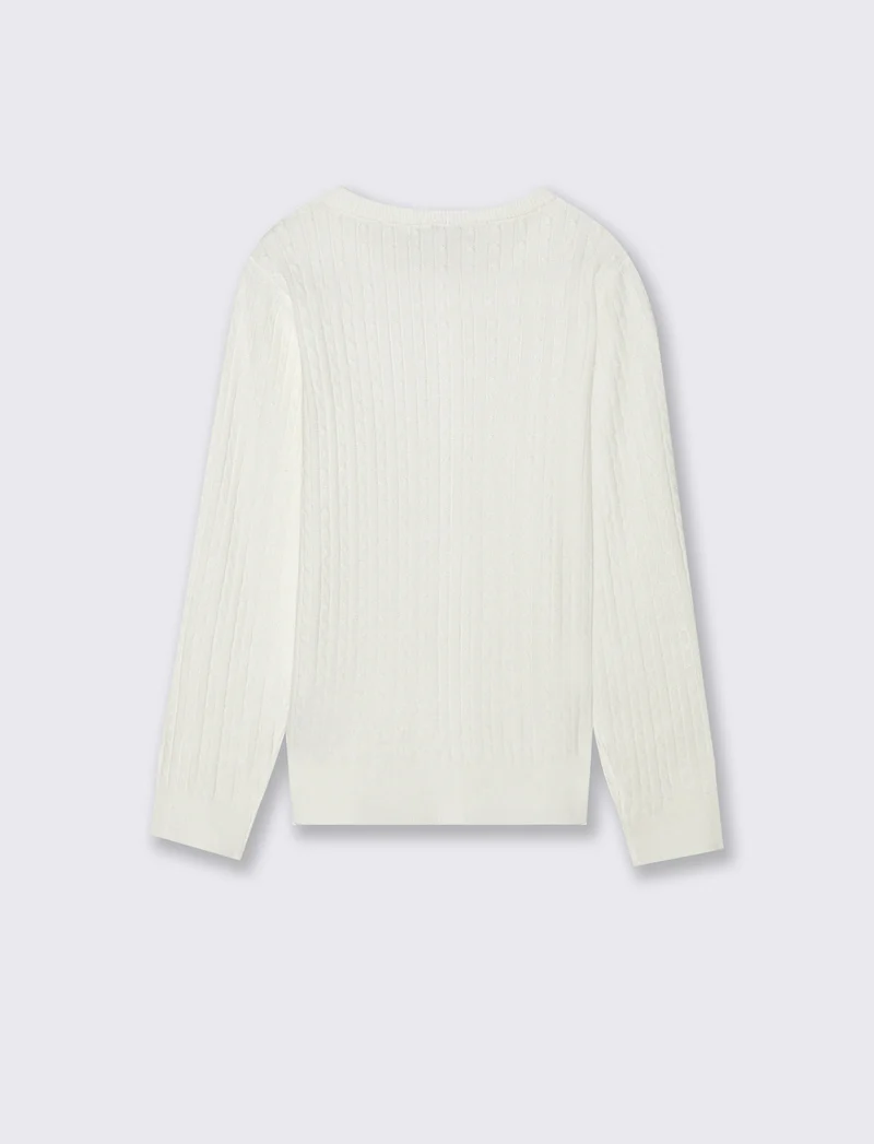 Cardigan girocollo - Bianco sporco