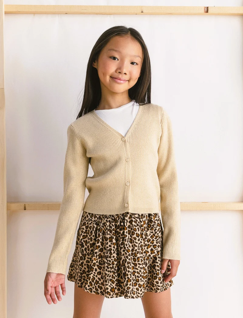 Maglia cardigan scollo a V - Beige