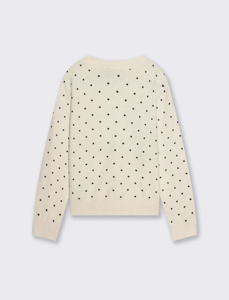 Maglia collo alto con stampa floccata. - Beige