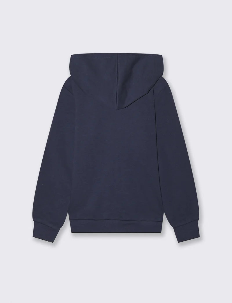 Felpa full zip con cappuccio. - Blu