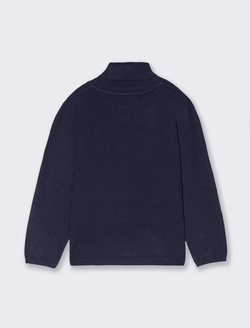 MAGLIA COLLO ALTO viscosa nylon - Blu