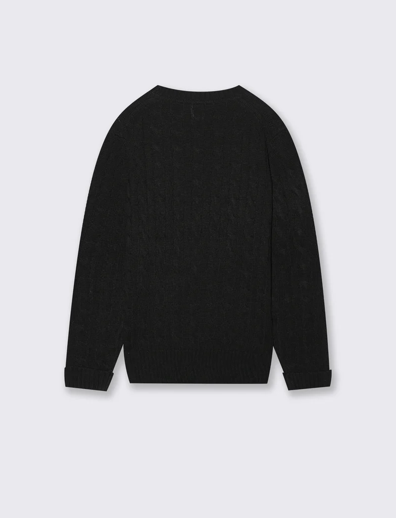 Maglia girocollo a traccia. - Nero