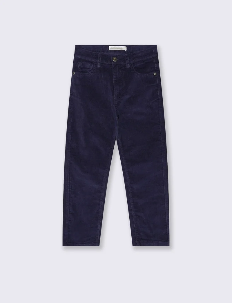 Pantalone 5 tasche in velluto a coste. - Blu