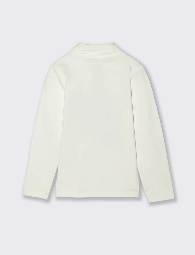 Lupetto in cotone elastico. - Bianco latte