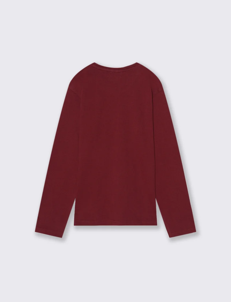 T-SHIRT IN JERSEY CON STAMPA - Bordeaux