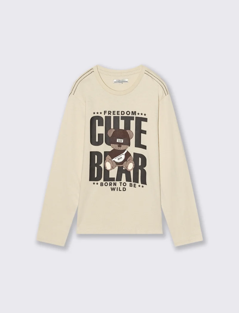 T-SHIRT IN JERSEY DI COTONE - Beige