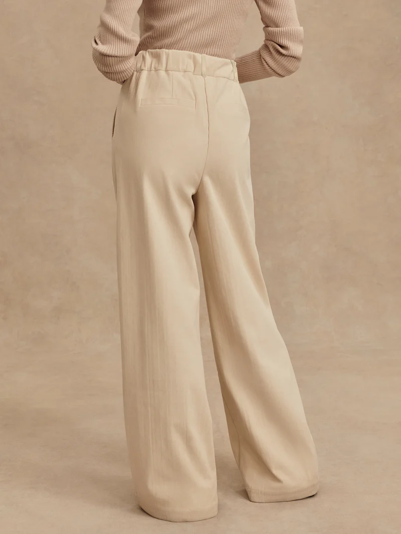 Plush Cord Wide Leg Trouser Long