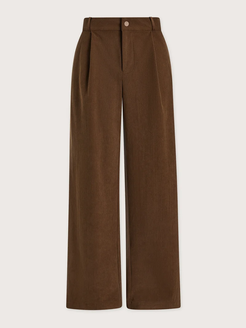 Plush Cord Wide Leg Trouser Long