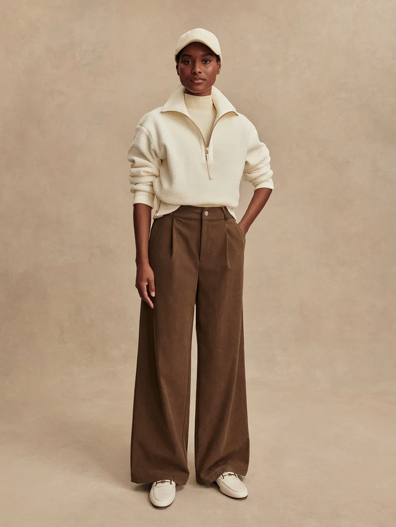 Plush Cord Wide Leg Trouser Regular