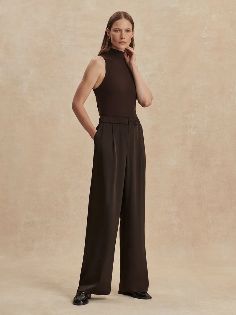 Light Satin Wide Leg Pant Long