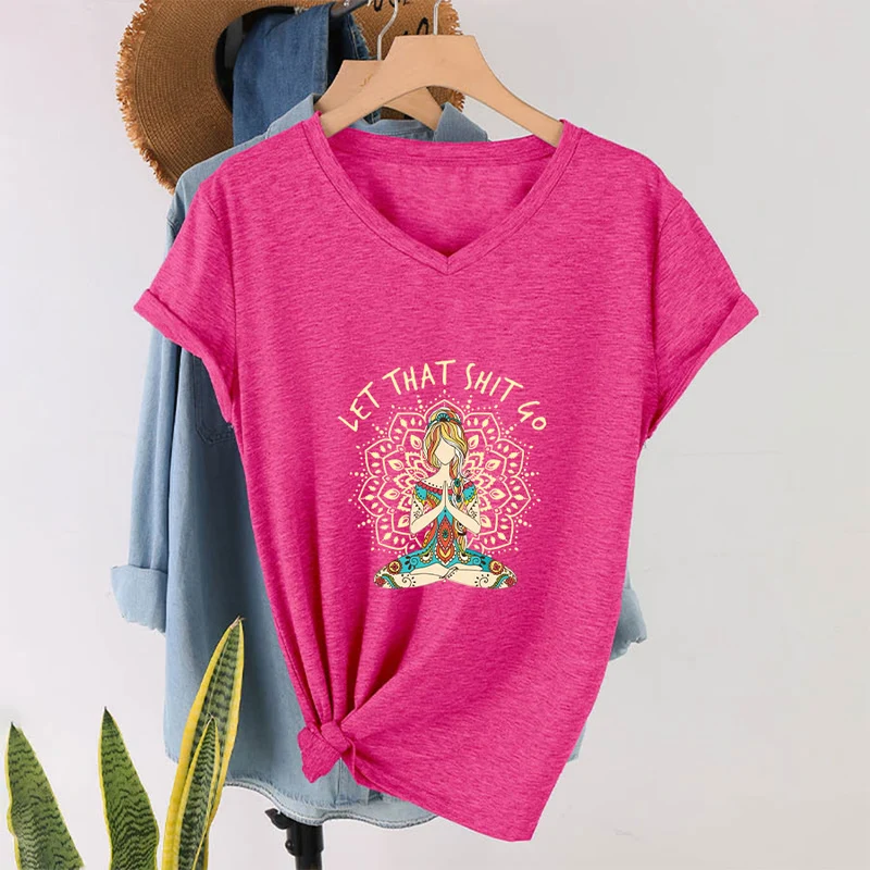 Olivenorma Yoga-Themen-Mandala-V-Ausschnitt-T-Shirt