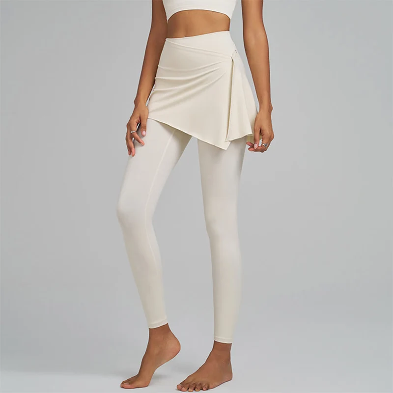 Olivenorma Wickelrock-Details, hochtaillierte, bodenlange Damen-Yogahose