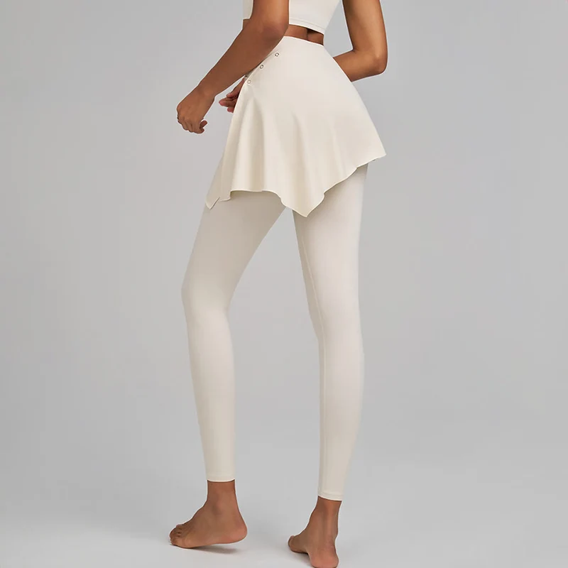 Olivenorma Wickelrock-Details, hochtaillierte, bodenlange Damen-Yogahose