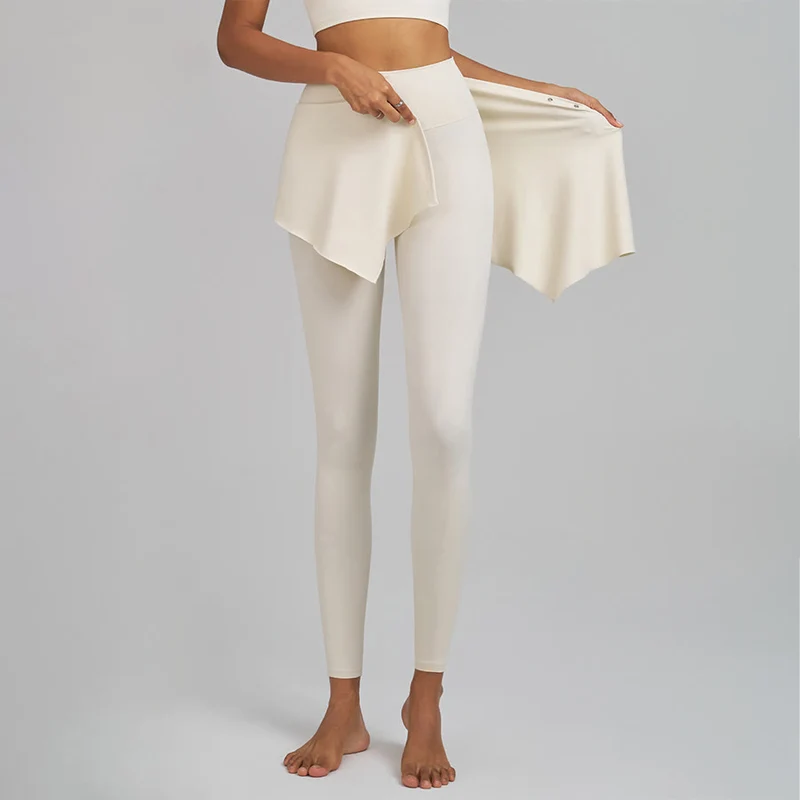 Olivenorma Wickelrock-Details, hochtaillierte, bodenlange Damen-Yogahose